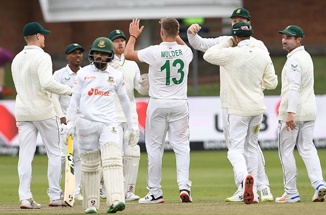 News Proteas celebrate the wicket of Mominul Haque. (Photo by Lee Warren/Gallo Images)