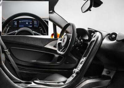 <b>DRIVER FOCUSED SUPERCAR:</b> The interior of the new McLaren P1 is built for driver comfort behind the wheel. We'll have more images of the P1 at its official debut at the 2013 Geneva auto show.