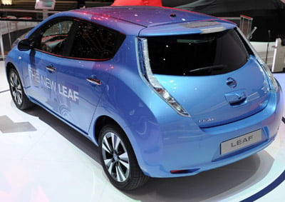 <b>CENTRE STAGE:</B> The new Nissan Leaf makes its debut at the 2013 Geneva auto show on March 5.