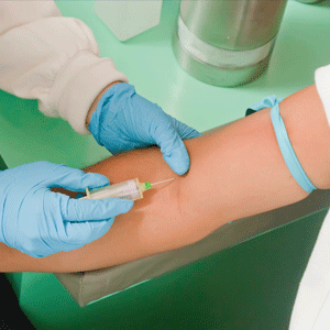 Patient having a HIV test done 