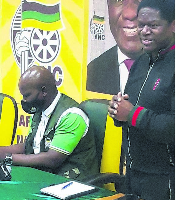 ANC KZN secretary Mdumiseni Ntuli (right) and Nhlakanipho Ntombela (left) say the party is preparing to remove councillors who are facing criminal charges.     Photo by Willem Phungula 
