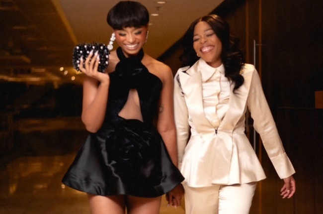 Nomalanga Shozi and Rea Khoabane in happy times attending an event