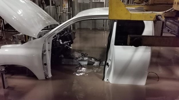 Flooding at Toyota's plant in Durban