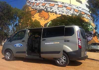 <b>STOP AT THE TWIN TOWERS:</b> The launch drive for Ford's Transit Tourneo Custom criss-crossed Johannesburg but stopped for lunch at the Chaf Pozi restaurant under one of Soweto's now redundant cooling towers. <i>Image: LES STEPHENSON</i>