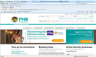 An FNB fake website.