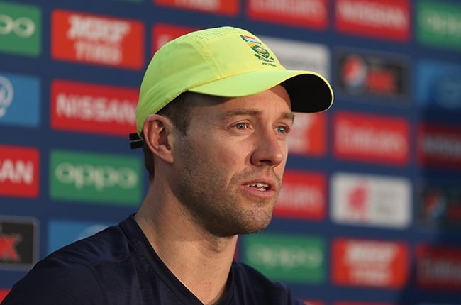 AB De Villiers talks to the press during his time as Proteas captain. (Christopher Lee-ICC/ICC via Getty Images)