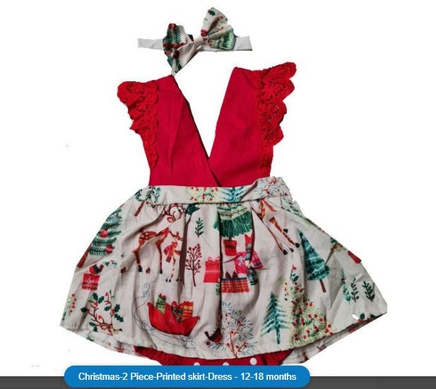 Christmas-2 Piece-Printed skirt-Dress - 12-18 mont