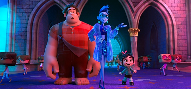 Ralph, voiced by John C. Reilly, Yess, voiced by Taraji P. Henson and Vanellope von Schweetz, voiced by Sarah Silverman in a scene from Ralph Breaks the Internet.  (AP)