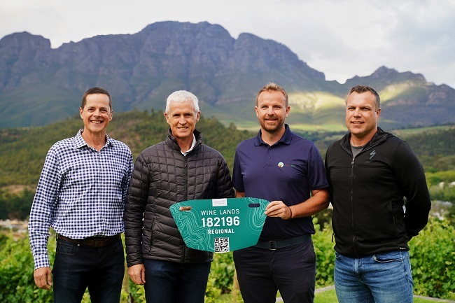 Ernst Gouws (Stellenbosch Trail Fund), Paul de Klerk (Winelands Cycling Club), Douw van der Merve (MTO) and Darren Herbst (Winelands Trails), helped make it happen. (Photo: Alfred Thorpe – Vuurtoring Media)