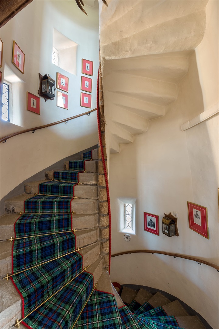 The spiral stairs lead to The Great Hall. (Savills)