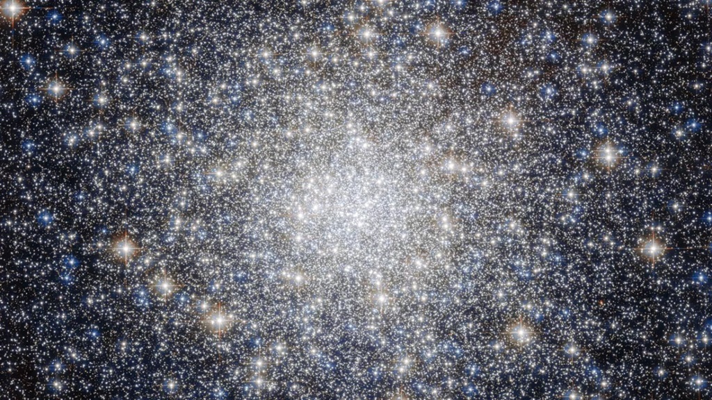 The globular cluster Messier 92 located in the constellation Hercules as seen by the Hubble Space Telescope in 2006.