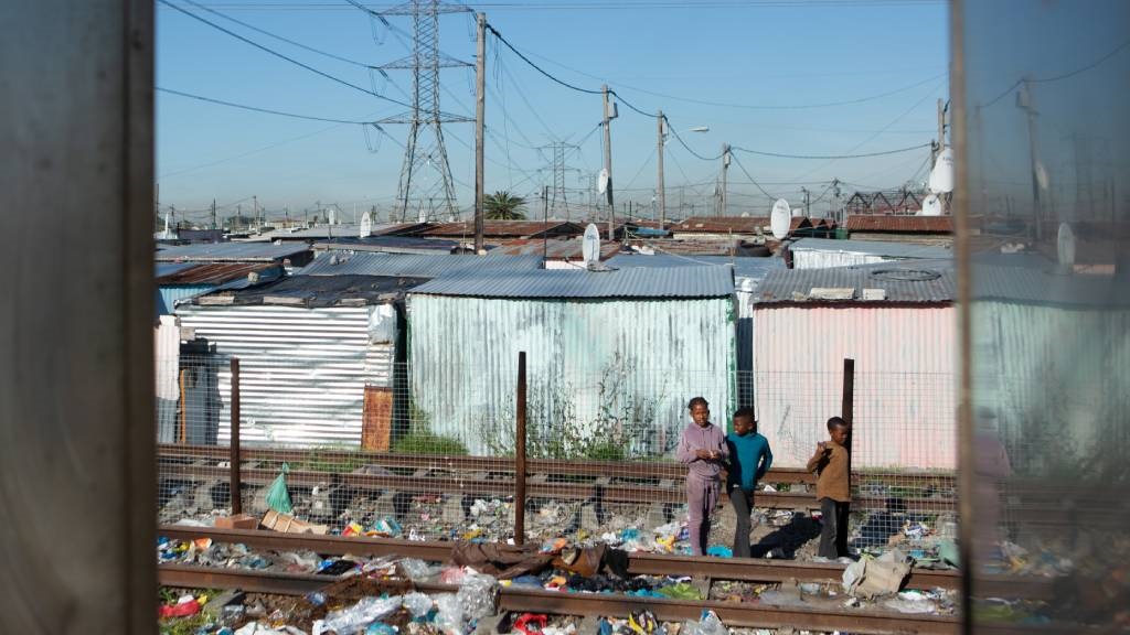 A view of communities illegally occupying the railway network in Cape Town.
