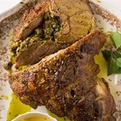 Spinach leg of lamb with gran’s sweet mustard