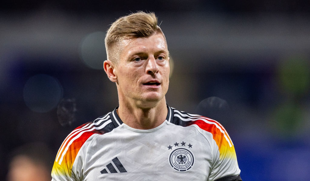 LYON, FRANCE - MARCH 23: Toni Kroos of Germany looks on during the international friendly match between France and Germany at Groupama Stadium on March 23, 2024 in Lyon, France. (Photo by Boris Streubel/Getty Images)