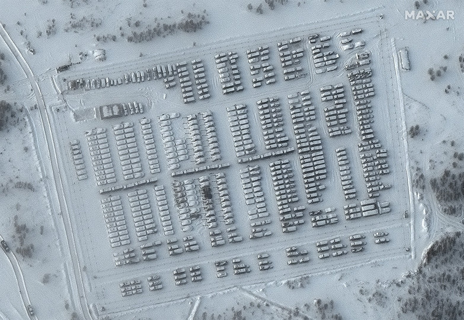 View of Russian battle groups in Yelnya, Russia on Jan. 19, 2022. Satellite image ©2022 Maxar Technologies