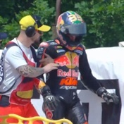 Brad Binder taken to on-site medical facility after crashing out of German MotoGP