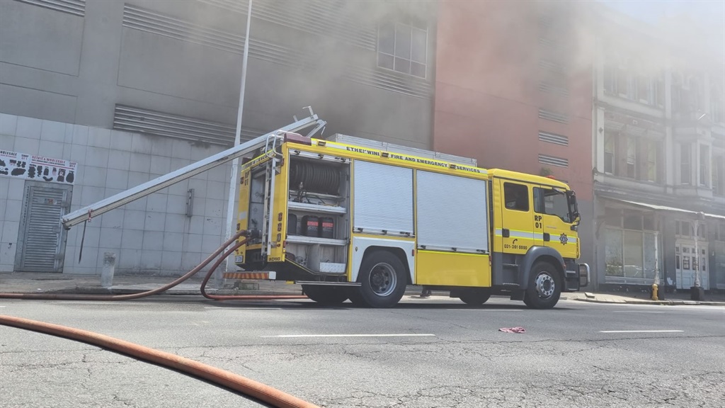 A building in the Durban CBD is on fire and has re