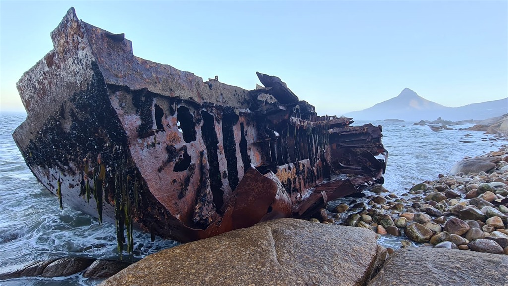 The Antipolis, which sunk in 1977, cast ashore