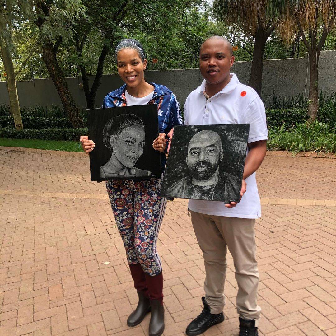 Artist Oscar Dlamini with actress and producer Connie Ferguson. Photo: Instagram