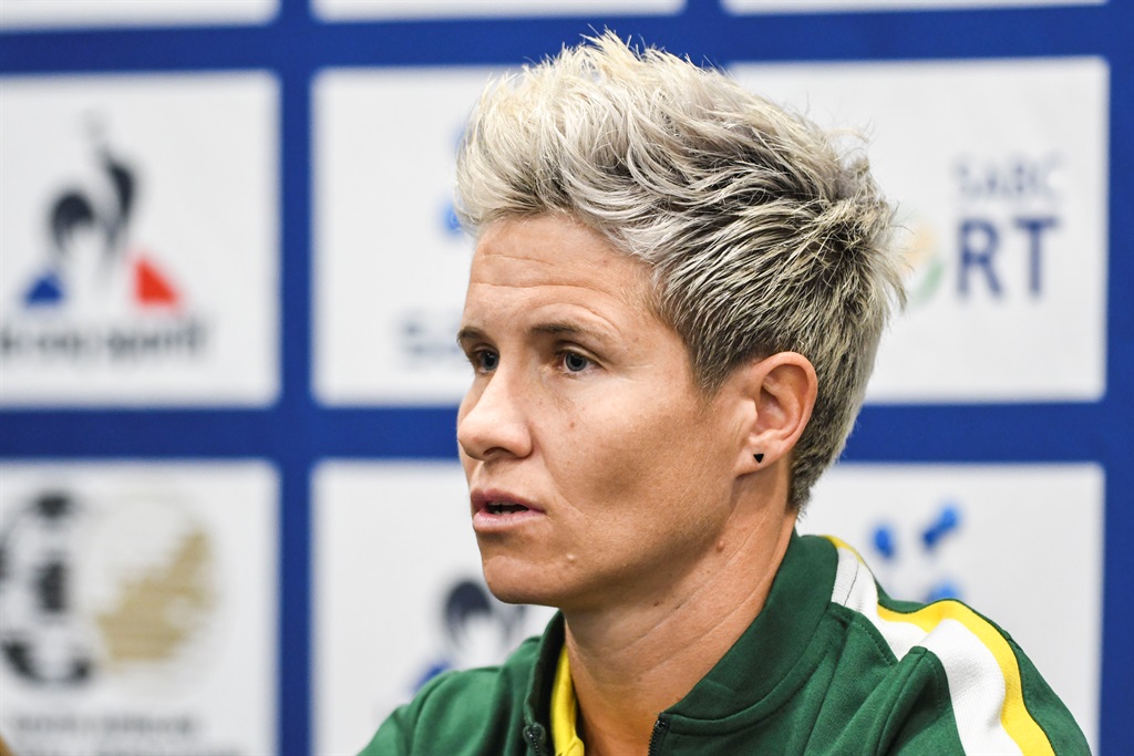 DURBAN, SOUTH AFRICA - SEPTEMBER 05: Janine Van Wyk, captain of South Africa during the Women's International Friendly match between South Africa and Brazil at Moses Mabhida Stadium on September 05, 2022 in Durban, South Africa. (Photo by Darren Stewart/Gallo Images)