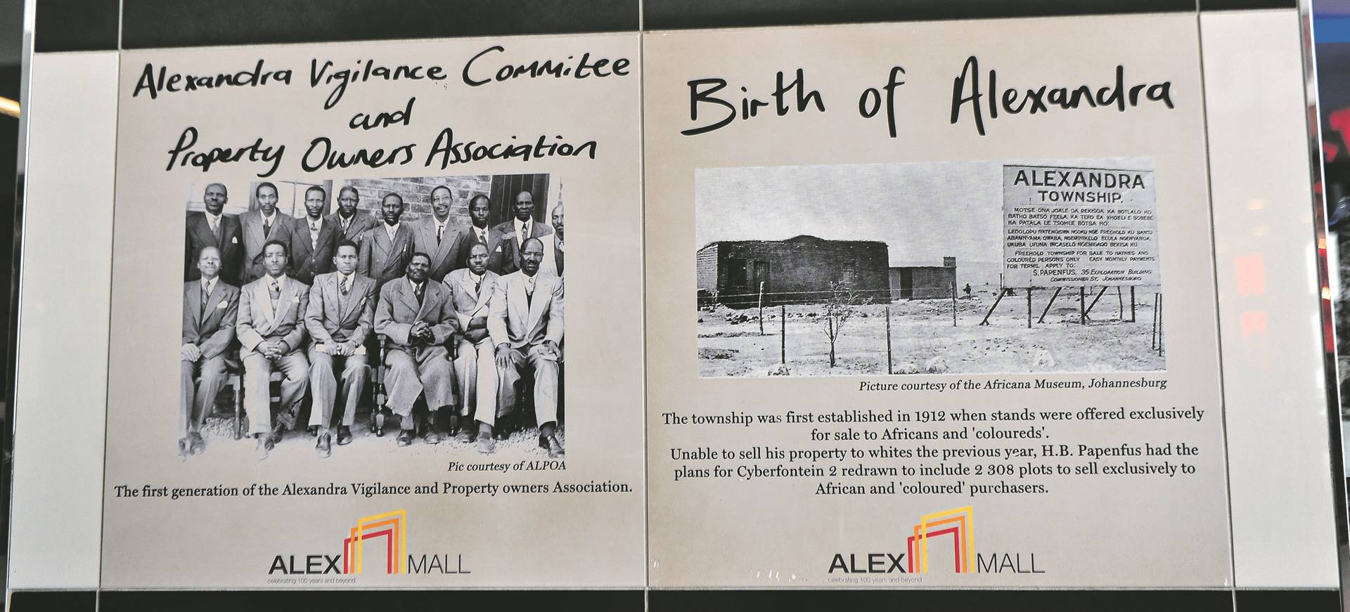 The Alex Mall features art installations and photographs that capture the township’s history. Photo: Rosetta Msimango