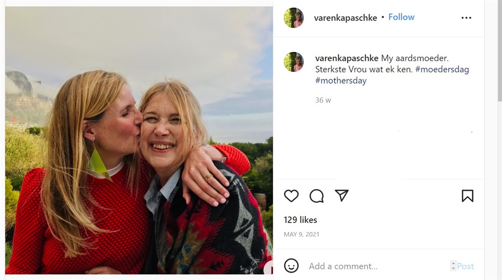 Varenka Paschke het in Mei 2021 dié inskrywing op haar Instagramrekening geplaas.  Foto: Instagram/varenkapaschke