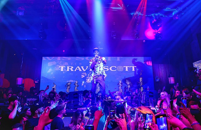 Travis Scott performs at E11EVEN Miami during race