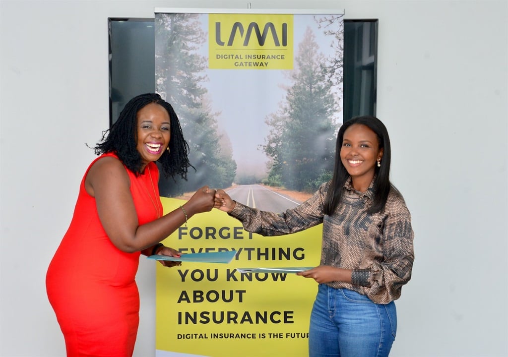 Jihan Abass (right) founded Nairobi-based Lami Technologies in 2018, with an aim to boost almost non-existent insurance coverage among Africans. Picture: Lami Technologies