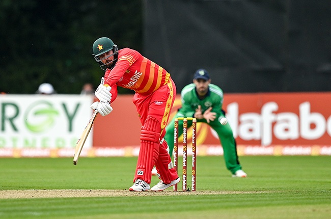 Brendan Taylor in action for Zimbabwe against Ireland in 2021. (Photo by Seb Daly/Sportsfile via Getty Images)