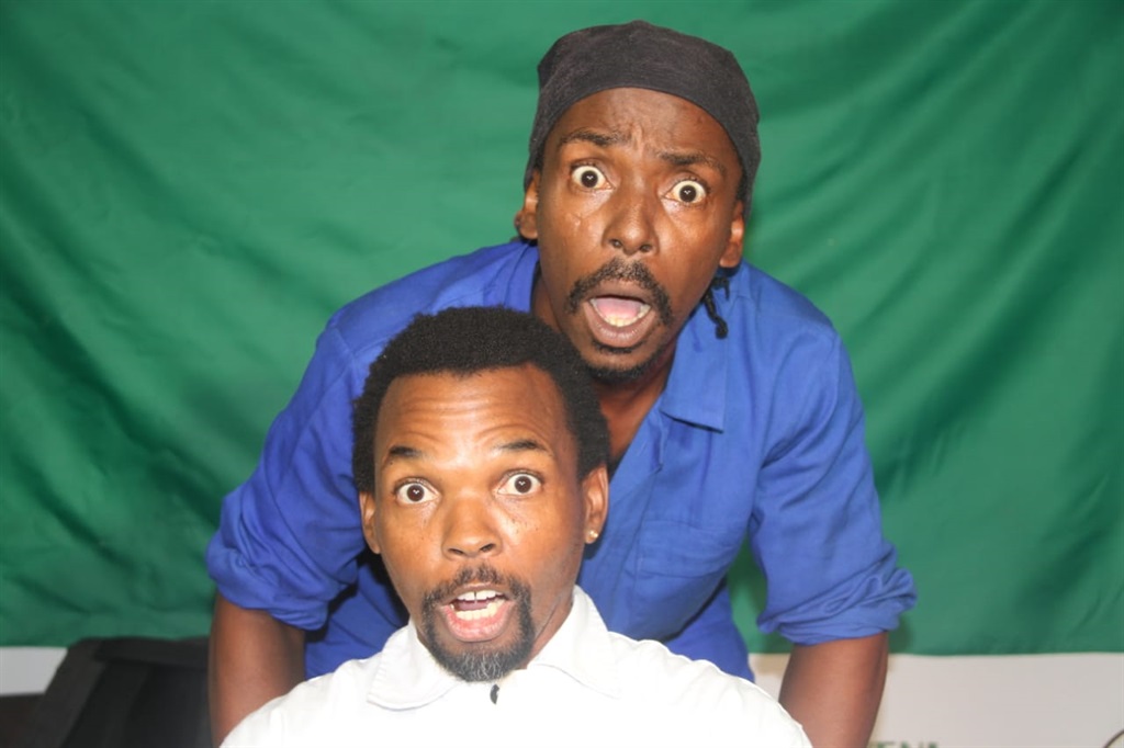 Actors Mfana Jones Hlophe and Vukani Dlamini in the play Fish Out of H20. 