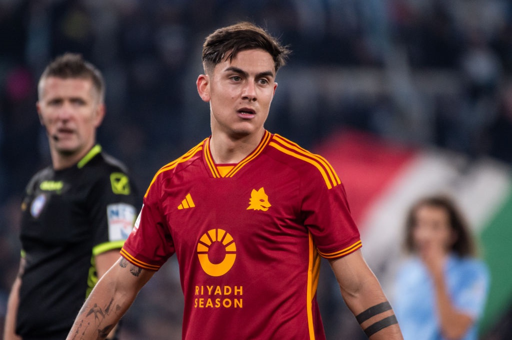 ROME, ITALY - JANUARY 10: Paulo Dybala of AS Roma during the Coppa Italia quarter-finals match between SS Lazio and AS Roma at Stadio Olimpico on January 10, 2024 in Rome, Italy. (Photo by Ivan Romano/Getty Images)