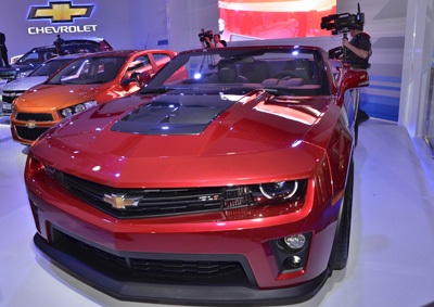 <b>SHOW STOPPER:</B> The Chevrolet Camaro ZL1 Convertible is the star of the show at the GMSA stand at the 2013 Joburg motor show. <i>Image: Quickpic</i>