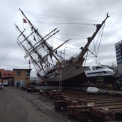 PICS | 112-year-old tall ship, Bark EUROPA, falls on its side at Waterfront, Cape Town