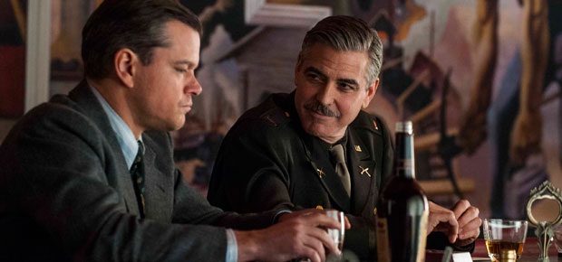 Matt Damon and George Clooney in a scene from The Monuments Men (20th Century Fox)