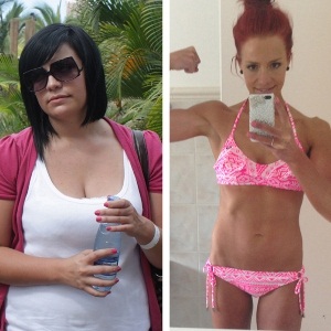 Sophia Strydom before and after her 44kg weightloss.