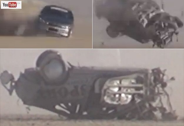 <b>IS THIS THE WORST LAND SPEED CRASH YET?</b> Brian Gillespie is lucky to have escaped with his life following a horror crash in California. <i>Image: YOUTUBE</i>