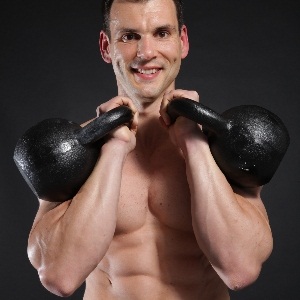 Rolandas Mensikovas, a certified kettlebell trainer, uses kettlebells as part of his training too.