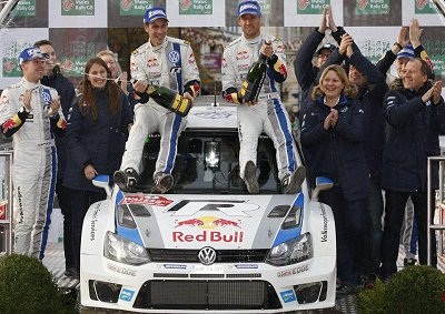 <b>DOMINATING THE 2013 WRC SEASON:</b> Sebastian Ogier (right), already crowned 2013 WRC champion, claims his first Wales Rally in November. <i>Image: NEWSPRESS</i>