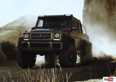 <b>CLASSY MONSTER TRUCK:</B > Mercedes-Benz has reached a new level in all-wheel drive technology. This is the Mercedes-Benz G63 AMG 6X6. <I>Image: YouTube</i>
