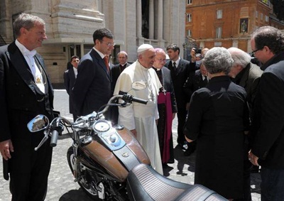 <b> POPE'S HARLEY UP FOR AUCTON:</b> Pope Francis will auction off his Harley Davidson motorbike to raise funds for charity. <i>Image: Bonhams</i>