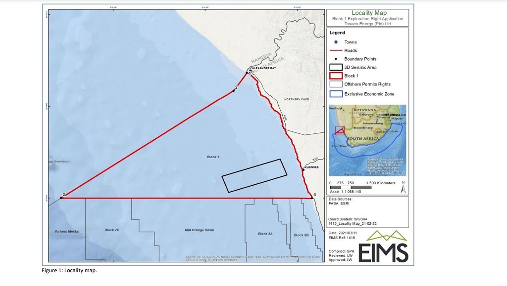 The proposed seismic survey covers 134 562 hectar