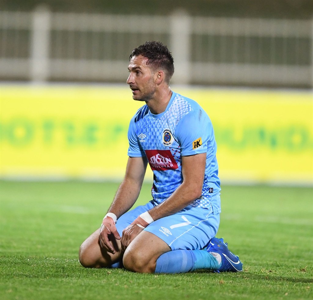 POLOKWANE, SOUTH AFRICA - NOVEMBER 08: Bradley Grobler of SuperSport United during the DStv Premiership match between Polokwane City and SuperSport United at Old Peter Mokaba Stadium on November 08, 2023 in Polokwane, South Africa. (Photo by Philip Maeta/Gallo Images)