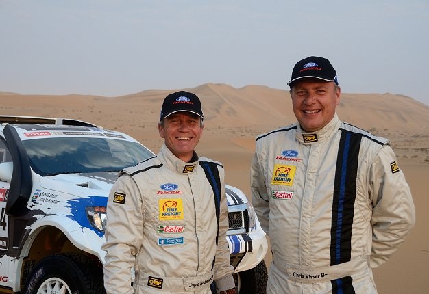 <b>SA CREW OUT OF DAKAR:</b> South African’s Chris Visser (left) and co-driver Japie Badenhorst’s 2014 Dakar challenge is over following a crash in the Nihuil sand dunes. <i>Image: FORD</i>