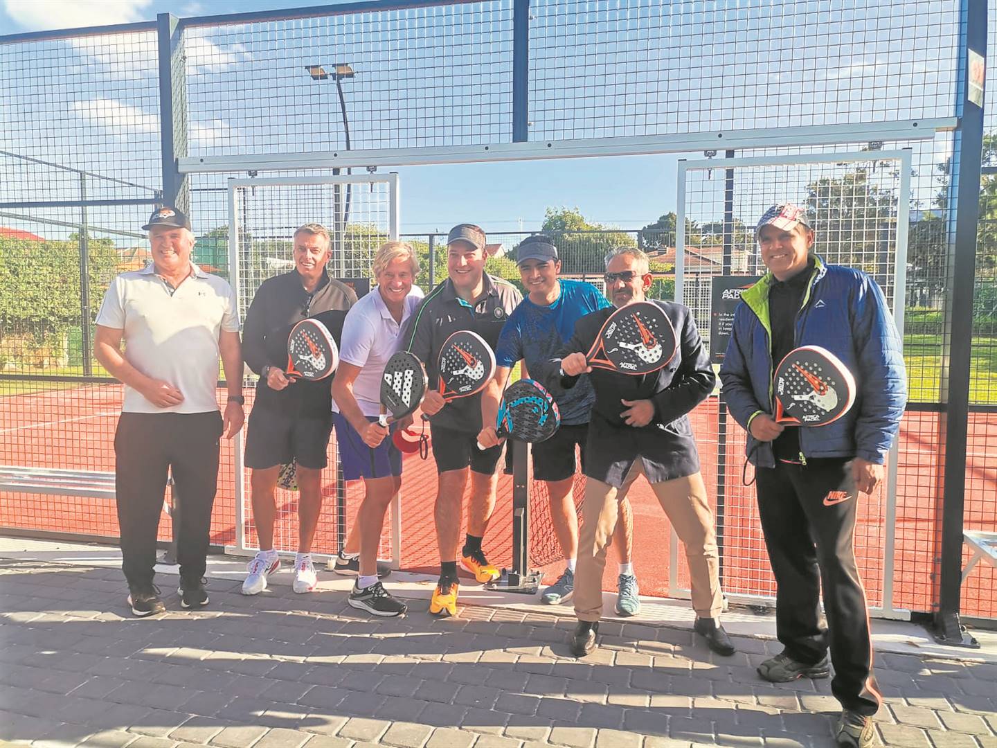 Mayor Geordin Hill-Lewis with representatives of Africa Padel and the Claremont Beneficiary Trust. PHOTO: Supplied