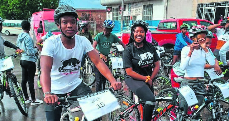 Komani cyclists at a starting point, getting ready for practising for the big race this weekend.                                               Photo:THANDO MGEDEZI