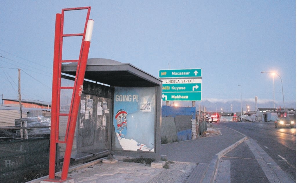 One of the vandalised MyCiTi bus stops along Japhta Masemola Road in Makhaza, Khayelitsha. The buses are expected to return to service soon and the City of Cape Town says it is working around the clock to fix damaged infrastructure in Khayelitsha and Mitchell’s Plain.PHOTO: MZWANELE MKALIPI