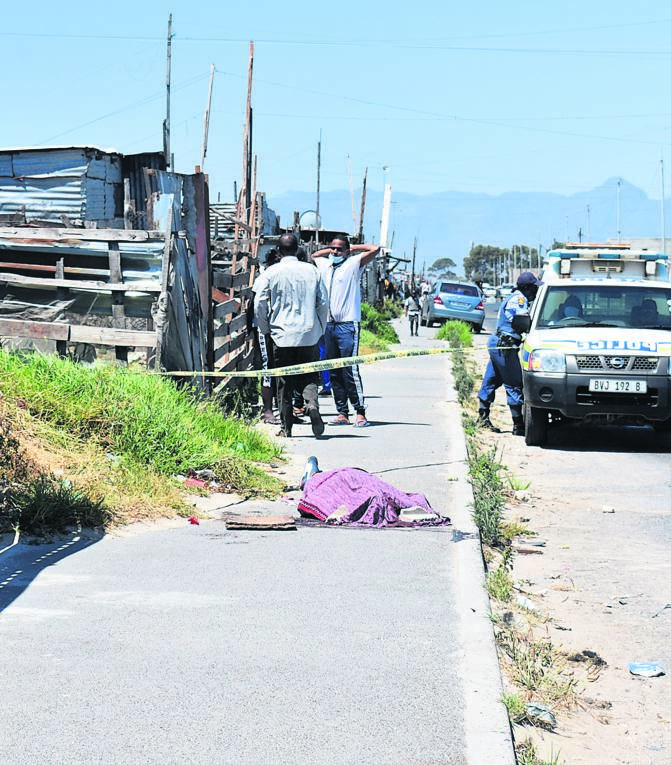 Two men were shot by tsotsis in Marikana on Monday. One died at the scene while the other was rushed to hospital.      Photo by Buziwe Nocuze