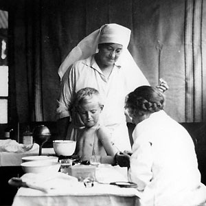 Child being immunised against diphtheria in the 1920