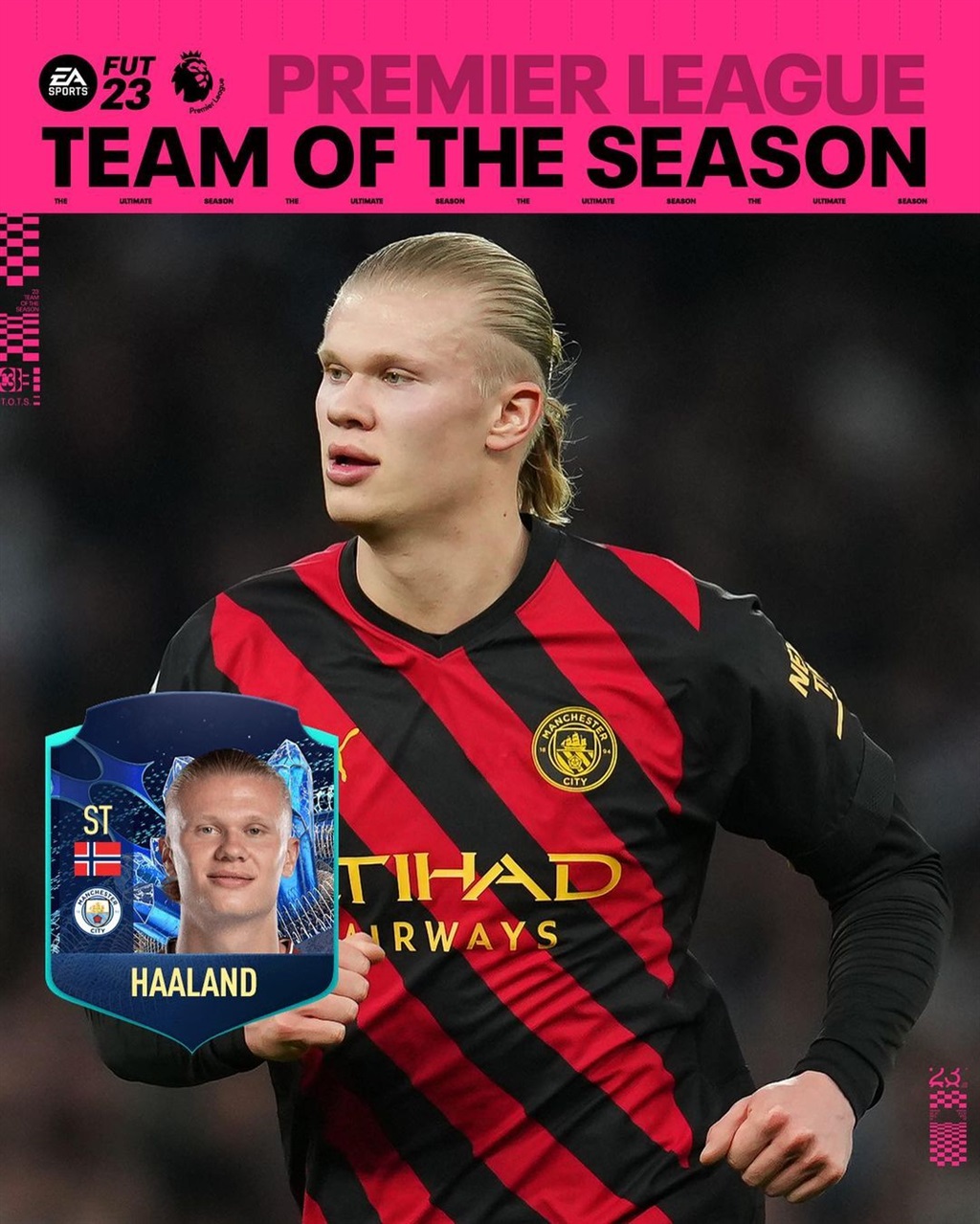 Manchester City striker Erling Haaland has been nominated by EA Sports for the Premier League #TOTS.