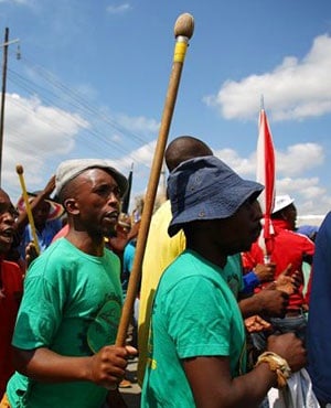 Protesting Amcu members. Picture: AFP